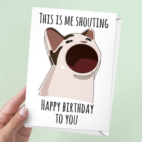 Cat Mouth Meme Birthday Card | 7x5" Card