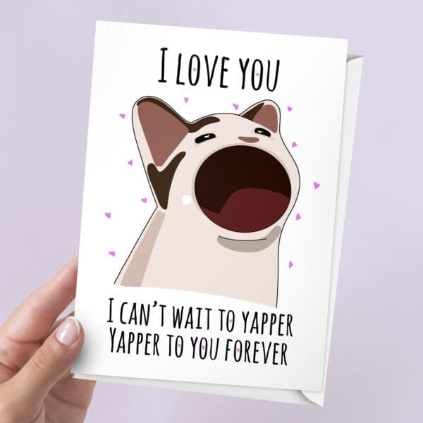 Cat Mouth Meme Love Card | 7x5" Card | Anniversary
