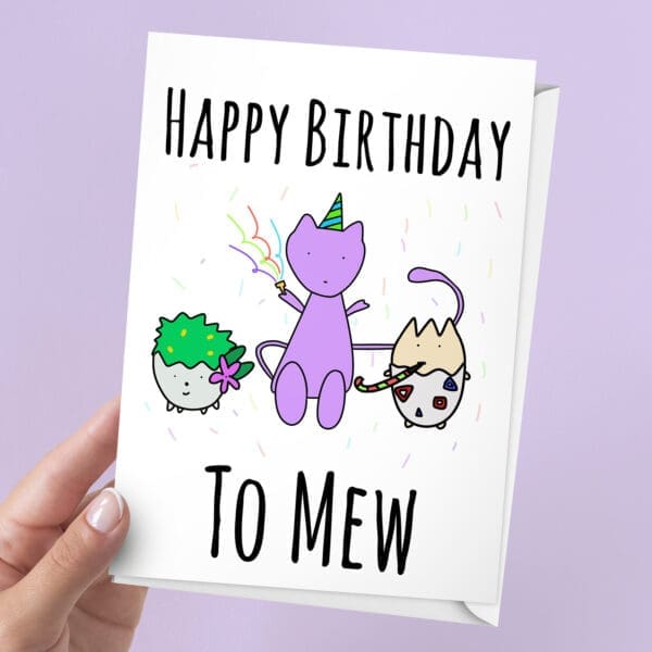 Mew Pokemon Birthday Card | 7x5" Card | Togepi & Shaymin